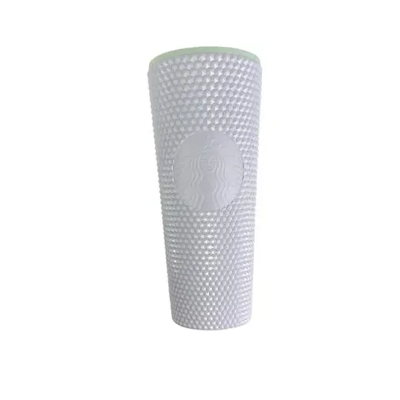 Starbucks Spring 2024 Studded Bright Snow White Glossy Venti 24oz Tumbler Cup - Picture 1 of 9